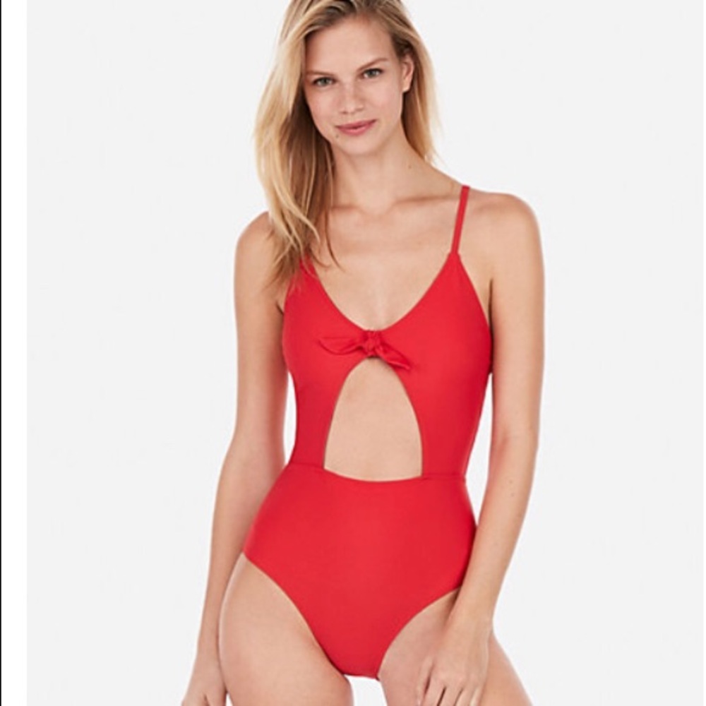 NWT Red Express tie front one piece bathing suit - Picture 5 of 6